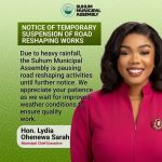 suspension of road reshaping activities in the Municipality.