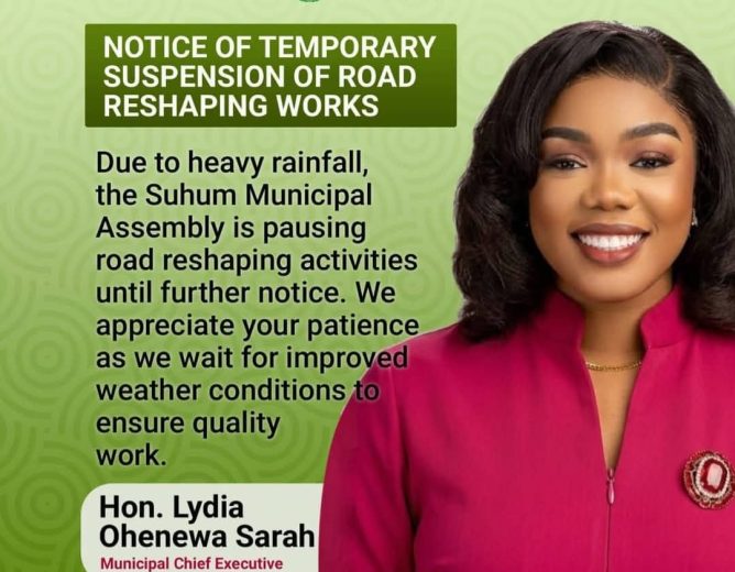 suspension of road reshaping activities in the Municipality.
